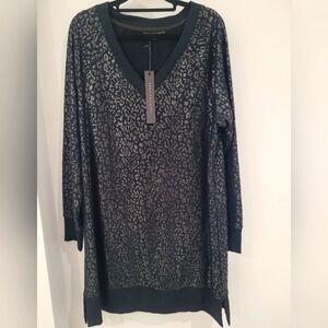 NWT- Jane And Delancey Black Leopard Print Sweater Dress-Large